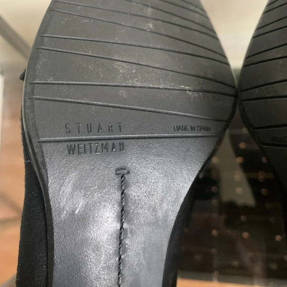 Stuart Weitzman Black Suede Heels Size 7.5 B Goth Victorian Witchy 90's Classic - Picture 7 of 16